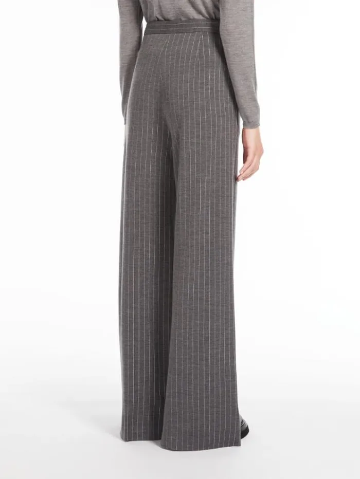 Woman Pinstriped Wool Palazzo Trousers Medium Grey Maxmara Suit Woman Pinstriped Wool Palazzo Trousers Medium Grey Maxmara Suit