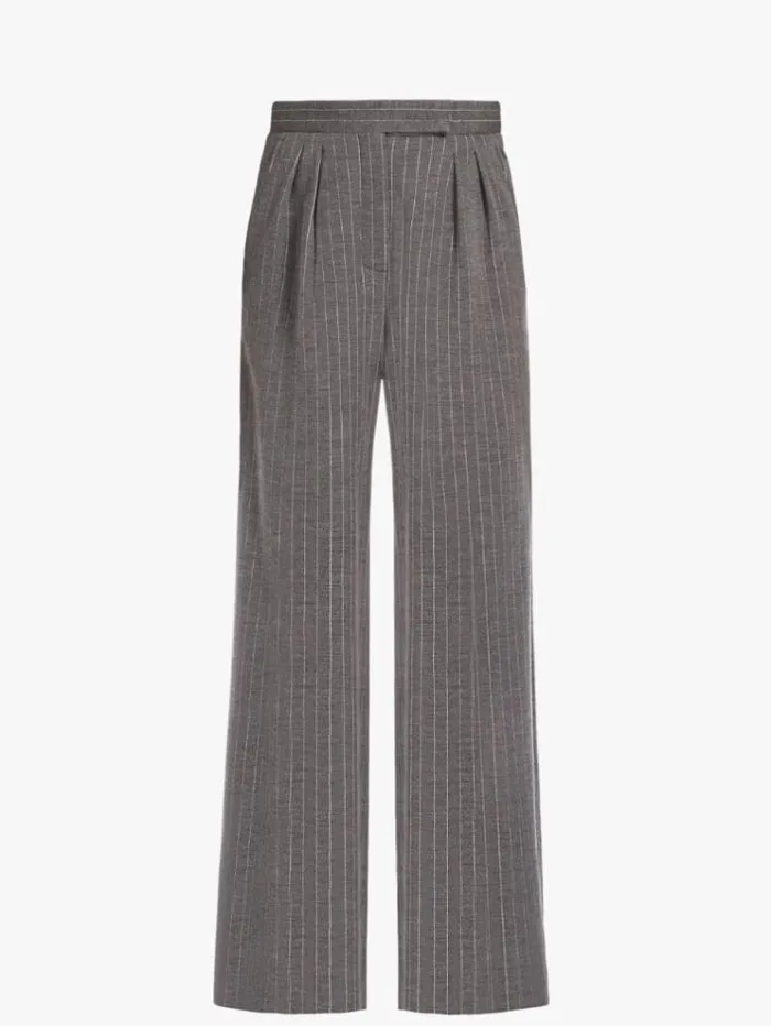 Woman Pinstriped Wool Palazzo Trousers Medium Grey Maxmara Suit Woman Pinstriped Wool Palazzo Trousers Medium Grey Maxmara Suit