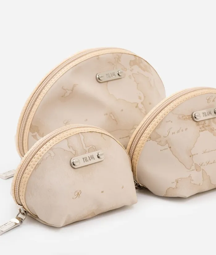Woman Pouches and Toiletry Bags Alviero Martini Small Case Kit 3 Pouches In Beige Rubberized Fabric