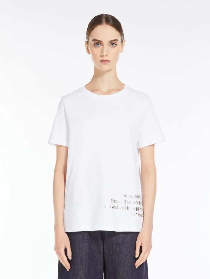 Woman Printed Cotton Tshirt Optical White Maxmara Tshirts