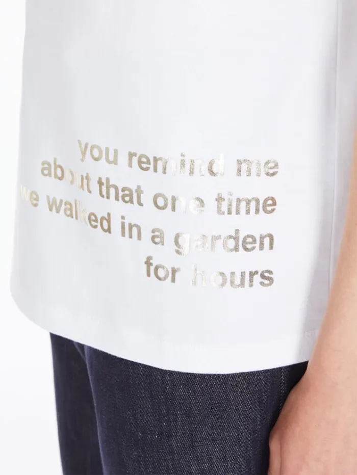 Woman Printed Cotton Tshirt Optical White Maxmara Tshirts Woman Printed Cotton Tshirt Optical White Maxmara Tshirts