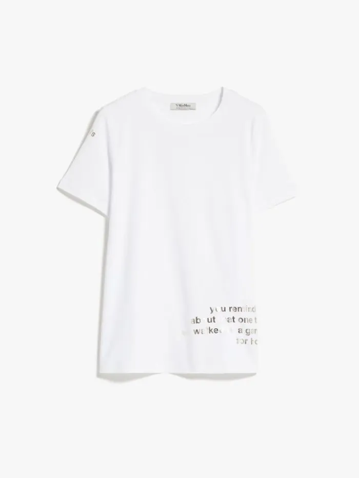Woman Printed Cotton Tshirt Optical White Maxmara Tshirts Woman Printed Cotton Tshirt Optical White Maxmara Tshirts