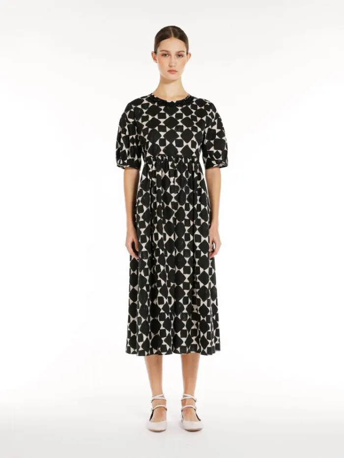 Woman Printed Poplin Dress Dark Green Maxmara Dresses