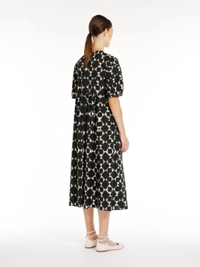 Woman Printed Poplin Dress Dark Green Maxmara Dresses Woman Printed Poplin Dress Dark Green Maxmara Dresses