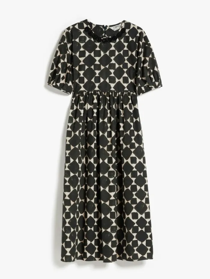 Woman Printed Poplin Dress Dark Green Maxmara Dresses Woman Printed Poplin Dress Dark Green Maxmara Dresses