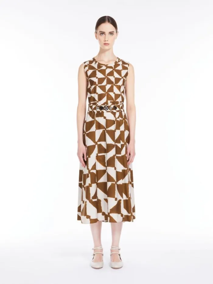 Woman Printed Poplin Dress Kaki Maxmara Dresses