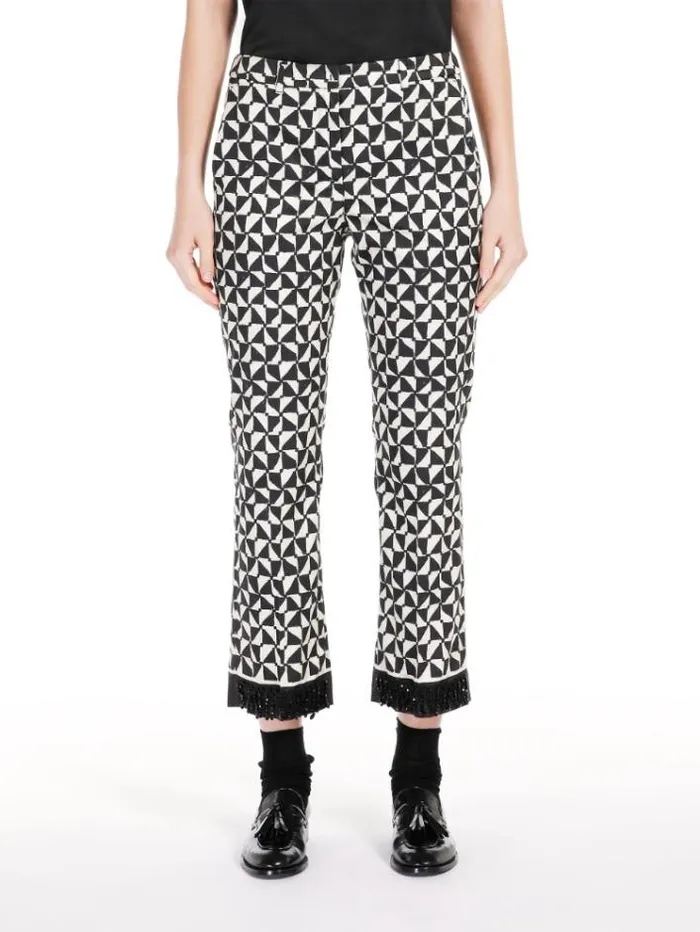 Woman Printed Satin Trousers Ecru Maxmara Trousers