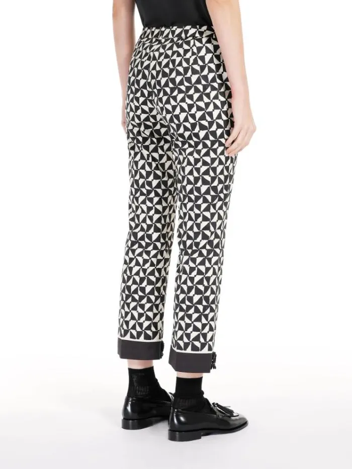 Woman Printed Satin Trousers Ecru Maxmara Trousers Woman Printed Satin Trousers Ecru Maxmara Trousers