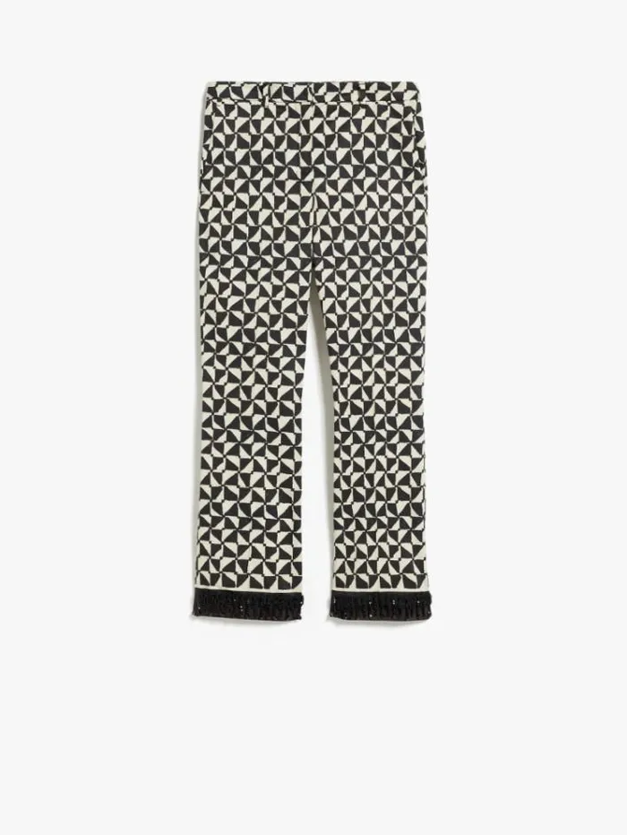 Woman Printed Satin Trousers Ecru Maxmara Trousers Woman Printed Satin Trousers Ecru Maxmara Trousers