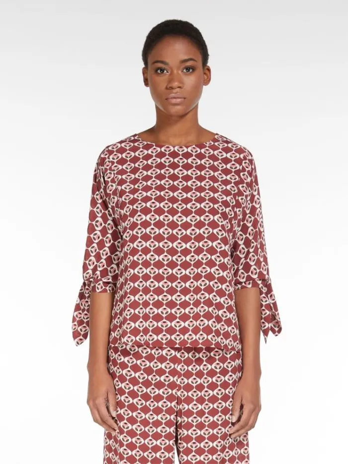 Woman Printed Silk Blouse Rust Maxmara Shirts And Tops