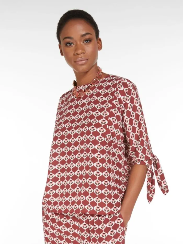 Woman Printed Silk Blouse Rust Maxmara Shirts And Tops Woman Printed Silk Blouse Rust Maxmara Shirts And Tops