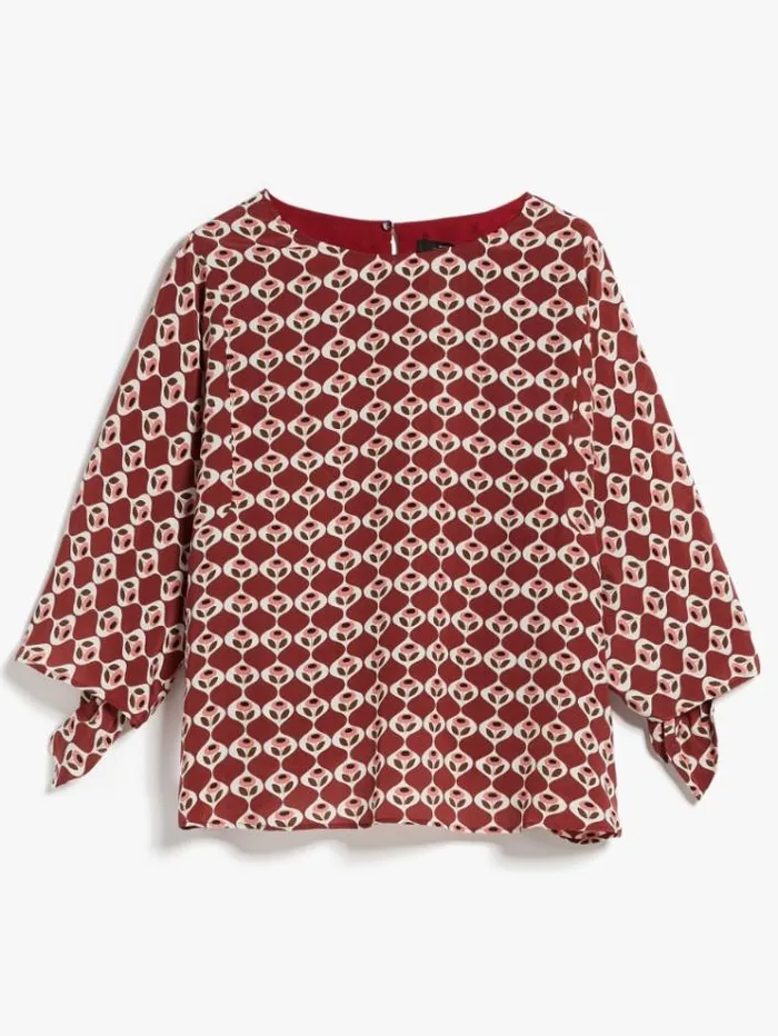 Woman Printed Silk Blouse Rust Maxmara Shirts And Tops Woman Printed Silk Blouse Rust Maxmara Shirts And Tops