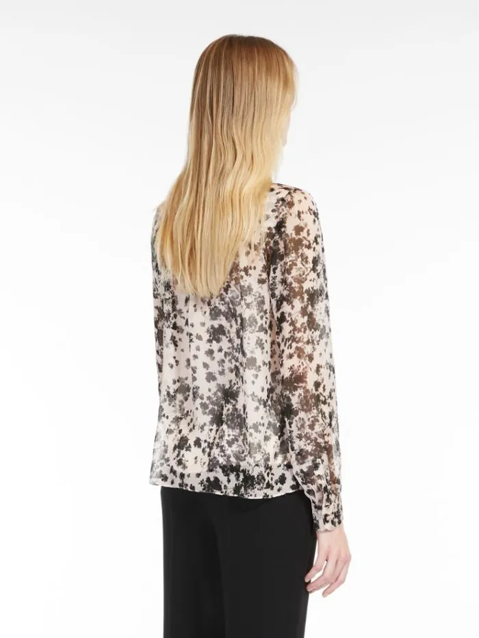 Woman Printed Silk Foulard Shirt Powder Maxmara Shirts And Tops Woman Printed Silk Foulard Shirt Powder Maxmara Shirts And Tops