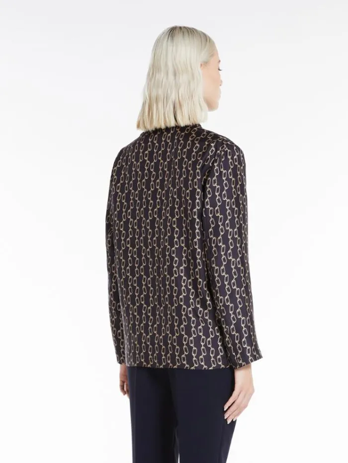 Woman Printed Silk Twill Blouse Navy Maxmara Shirts And Tops Woman Printed Silk Twill Blouse Navy Maxmara Shirts And Tops