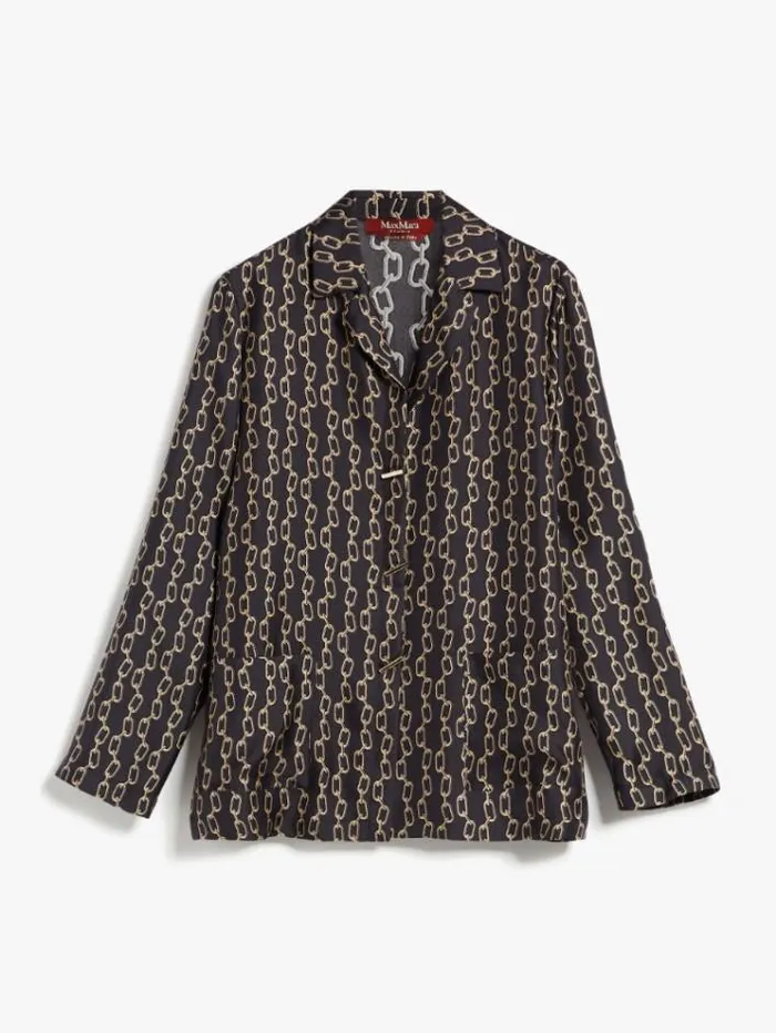 Woman Printed Silk Twill Blouse Navy Maxmara Shirts And Tops Woman Printed Silk Twill Blouse Navy Maxmara Shirts And Tops