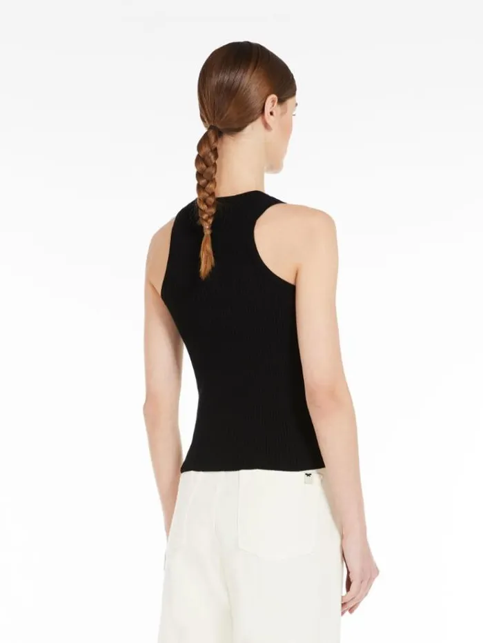 Woman Ribbed Top In Stretch Knit Black Maxmara Knitwear And Sweatshirts Woman Ribbed Top In Stretch Knit Black Maxmara Knitwear And Sweatshirts
