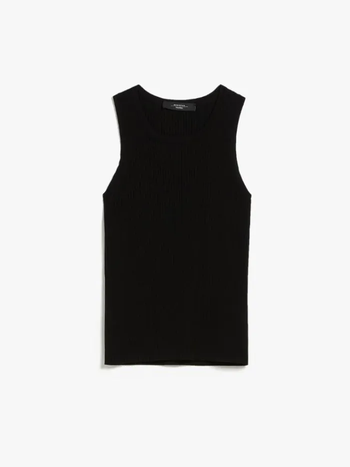 Woman Ribbed Top In Stretch Knit Black Maxmara Knitwear And Sweatshirts Woman Ribbed Top In Stretch Knit Black Maxmara Knitwear And Sweatshirts