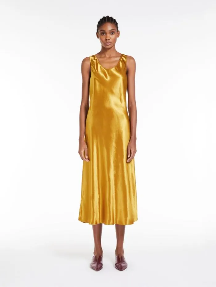 Woman Satin Dress Ochre Maxmara Dresses