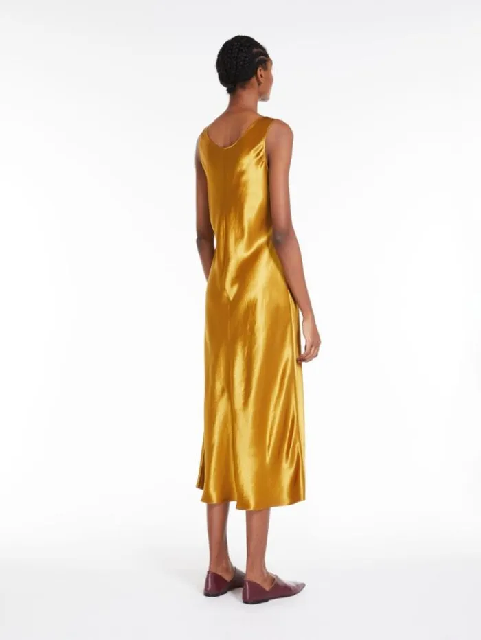 Woman Satin Dress Ochre Maxmara Dresses Woman Satin Dress Ochre Maxmara Dresses