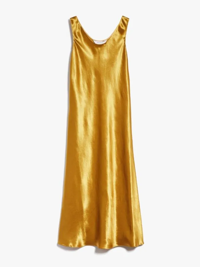 Woman Satin Dress Ochre Maxmara Dresses Woman Satin Dress Ochre Maxmara Dresses