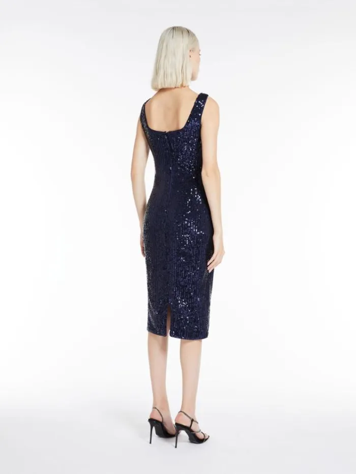 Woman Sequinned Sheath Dress Navy Maxmara Dresses Woman Sequinned Sheath Dress Navy Maxmara Dresses