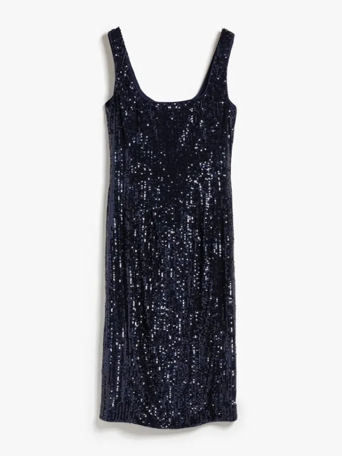 Woman Sequinned Sheath Dress Navy Maxmara Dresses Woman Sequinned Sheath Dress Navy Maxmara Dresses