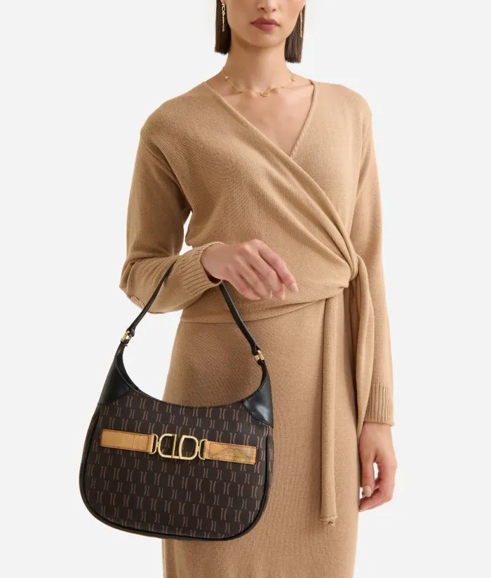 Woman Shoulder Bags Alviero Martini 3d Monogram Shoulder Bag Black