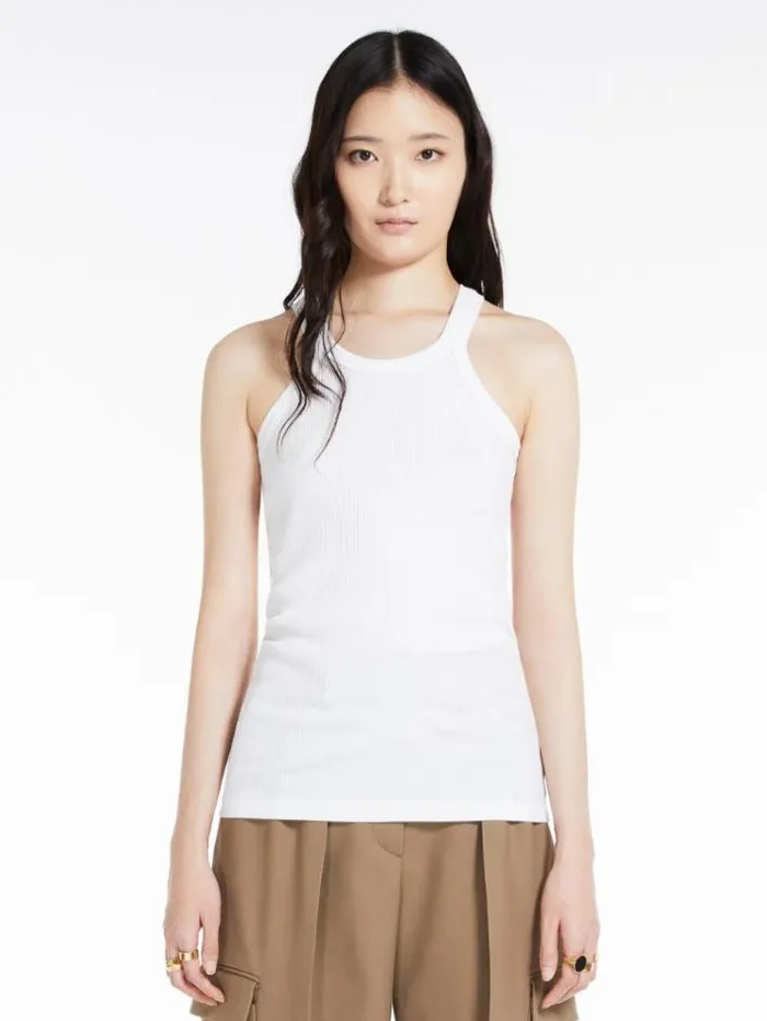 Woman Silkblend Jersey Vest Top Optical White Maxmara Tshirts