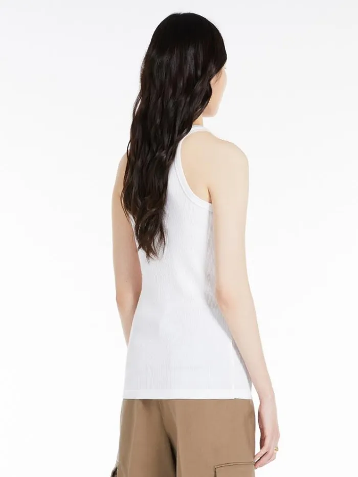 Woman Silkblend Jersey Vest Top Optical White Maxmara Tshirts Woman Silkblend Jersey Vest Top Optical White Maxmara Tshirts
