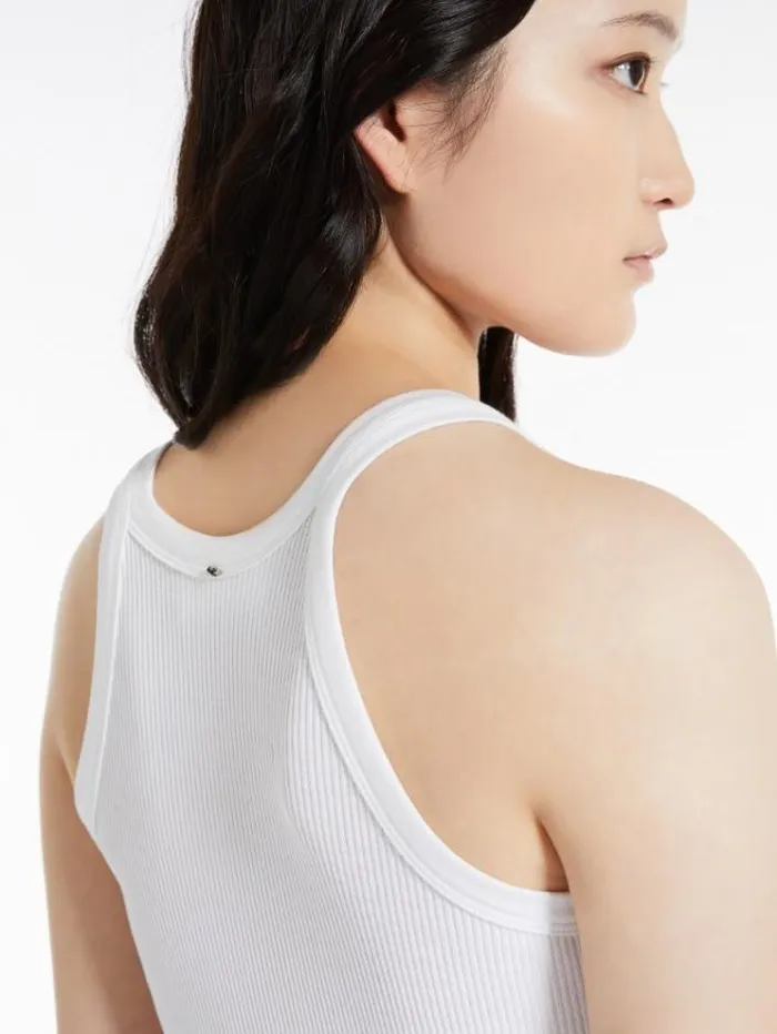 Woman Silkblend Jersey Vest Top Optical White Maxmara Tshirts Woman Silkblend Jersey Vest Top Optical White Maxmara Tshirts