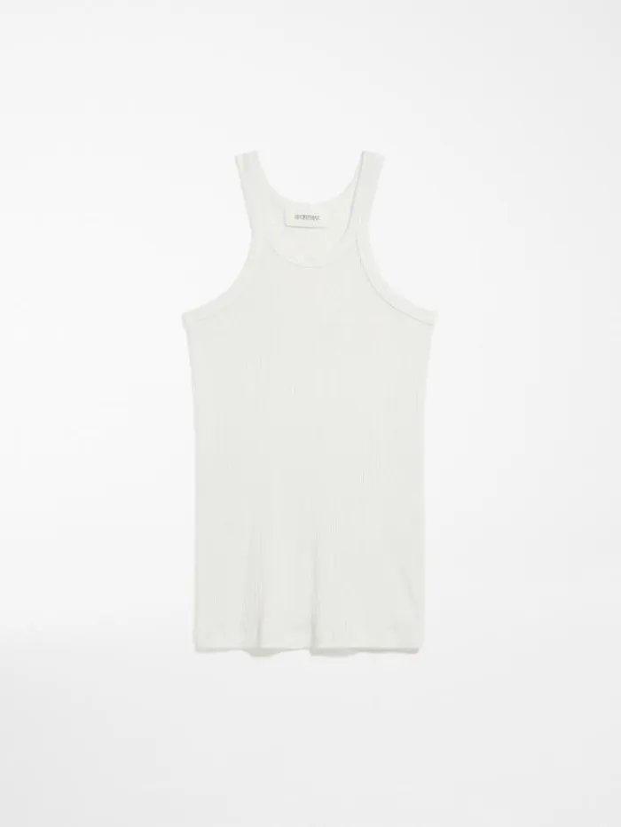 Woman Silkblend Jersey Vest Top Optical White Maxmara Tshirts Woman Silkblend Jersey Vest Top Optical White Maxmara Tshirts