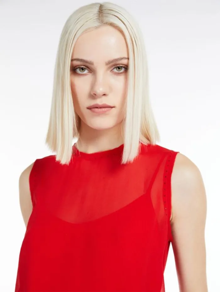 Woman Silk Georgette Blouse Red Maxmara Shirts And Tops Woman Silk Georgette Blouse Red Maxmara Shirts And Tops