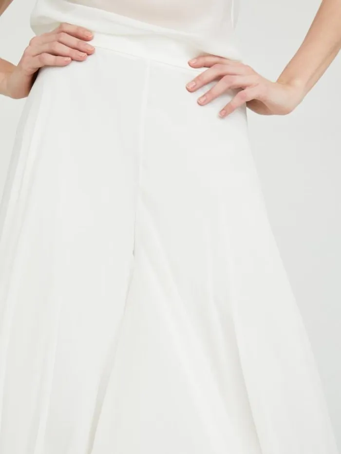 Woman Silk Georgette Trousers Optical White Maxmara Bridal Clothing Woman Silk Georgette Trousers Optical White Maxmara Bridal Clothing