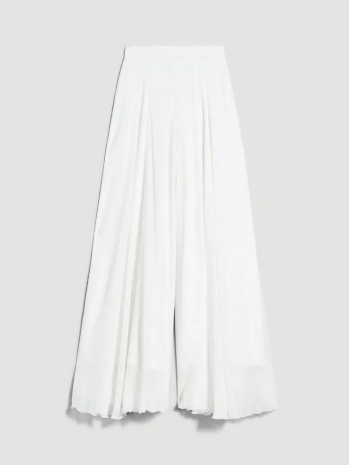 Woman Silk Georgette Trousers Optical White Maxmara Bridal Clothing Woman Silk Georgette Trousers Optical White Maxmara Bridal Clothing