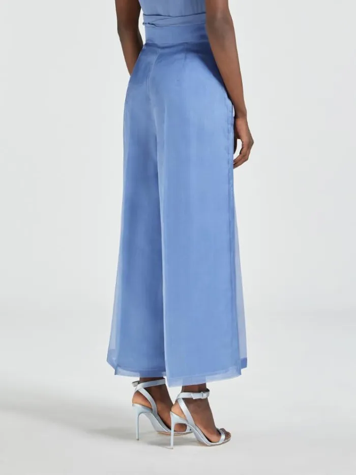 Woman Silk Organza Trousers Cornflower Blue Maxmara Bridal Clothing Woman Silk Organza Trousers Cornflower Blue Maxmara Bridal Clothing