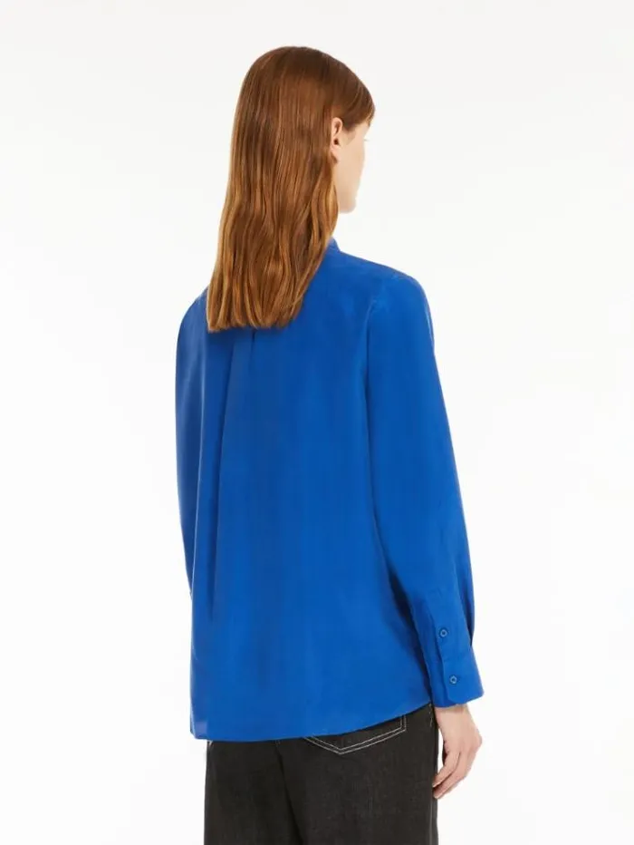 Woman Silk Shirt Cornflower Blue Maxmara Shirts And Tops Woman Silk Shirt Cornflower Blue Maxmara Shirts And Tops