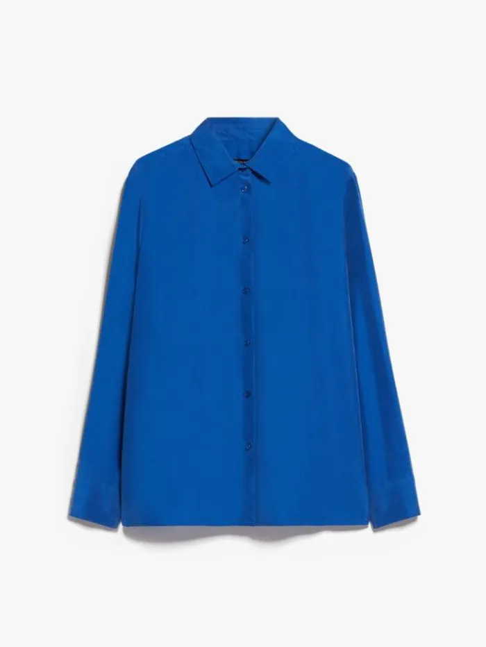 Woman Silk Shirt Cornflower Blue Maxmara Shirts And Tops Woman Silk Shirt Cornflower Blue Maxmara Shirts And Tops