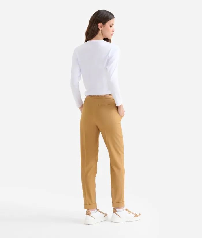 Woman Skirts and Trousers Alviero Martini Cavalry Twill Trousers With Cuffs Camel