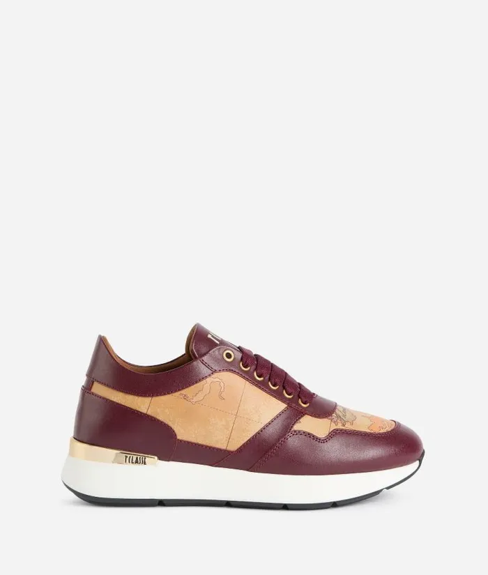 Woman Sneakers Alviero Martini Smooth Leather Running Shoes With Geo Classic Details Burgundy Woman Sneakers Alviero Martini Smooth Leather Running Shoes With Geo Classic Details Burgundy