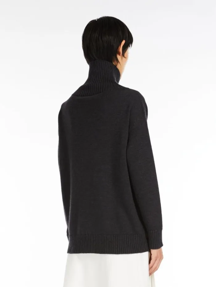 Woman Soft Wool Knit Jumper Dark Grey Maxmara Knitwear And Sweatshirts Woman Soft Wool Knit Jumper Dark Grey Maxmara Knitwear And Sweatshirts