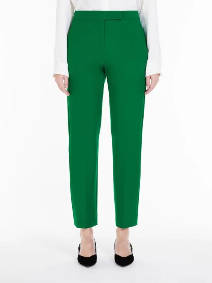 Woman Straight Wool Trousers Green Maxmara Trousers