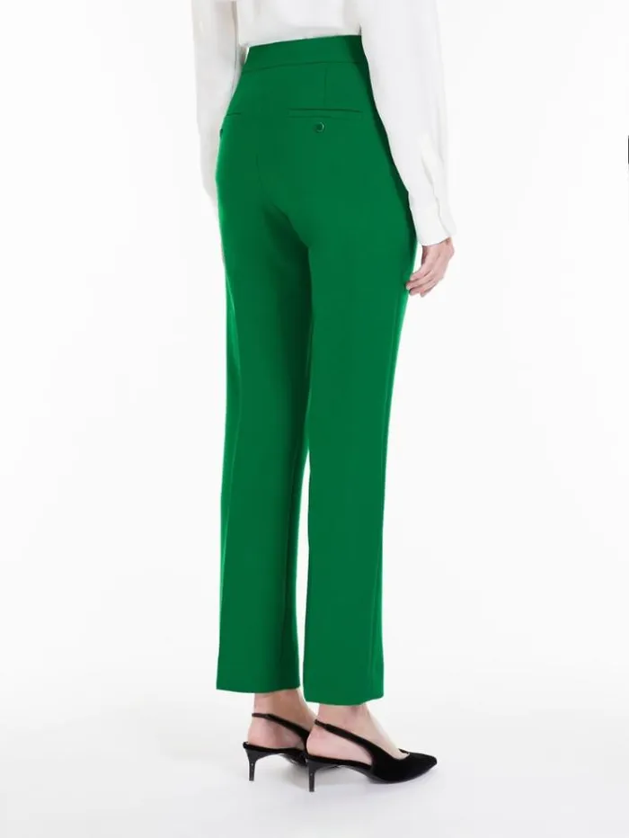 Woman Straight Wool Trousers Green Maxmara Trousers Woman Straight Wool Trousers Green Maxmara Trousers