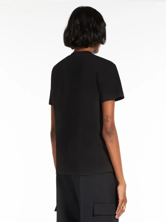 Woman Tshirt With Embroidery And Sequins Black Maxmara Tshirts Woman Tshirt With Embroidery And Sequins Black Maxmara Tshirts
