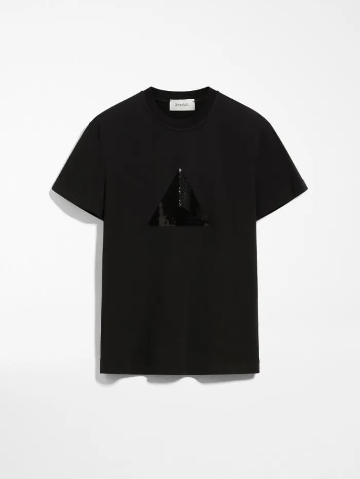 Woman Tshirt With Embroidery And Sequins Black Maxmara Tshirts Woman Tshirt With Embroidery And Sequins Black Maxmara Tshirts
