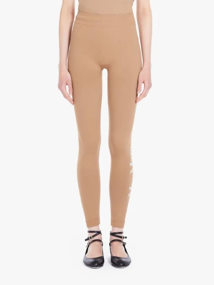 Woman Technical Fabric Logo Leggings Camel Maxmara Hosiery
