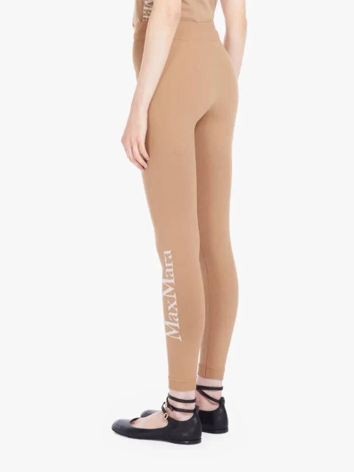 Woman Technical Fabric Logo Leggings Camel Maxmara Hosiery Woman Technical Fabric Logo Leggings Camel Maxmara Hosiery
