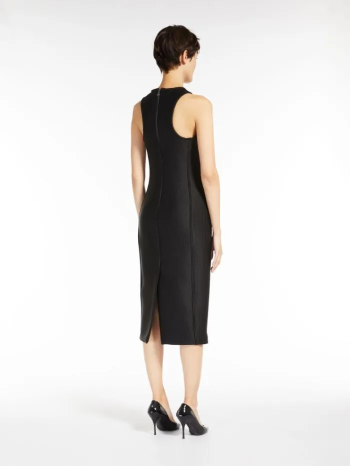 Woman Technical Jersey Pinstriped Dress Black Maxmara Dresses Woman Technical Jersey Pinstriped Dress Black Maxmara Dresses
