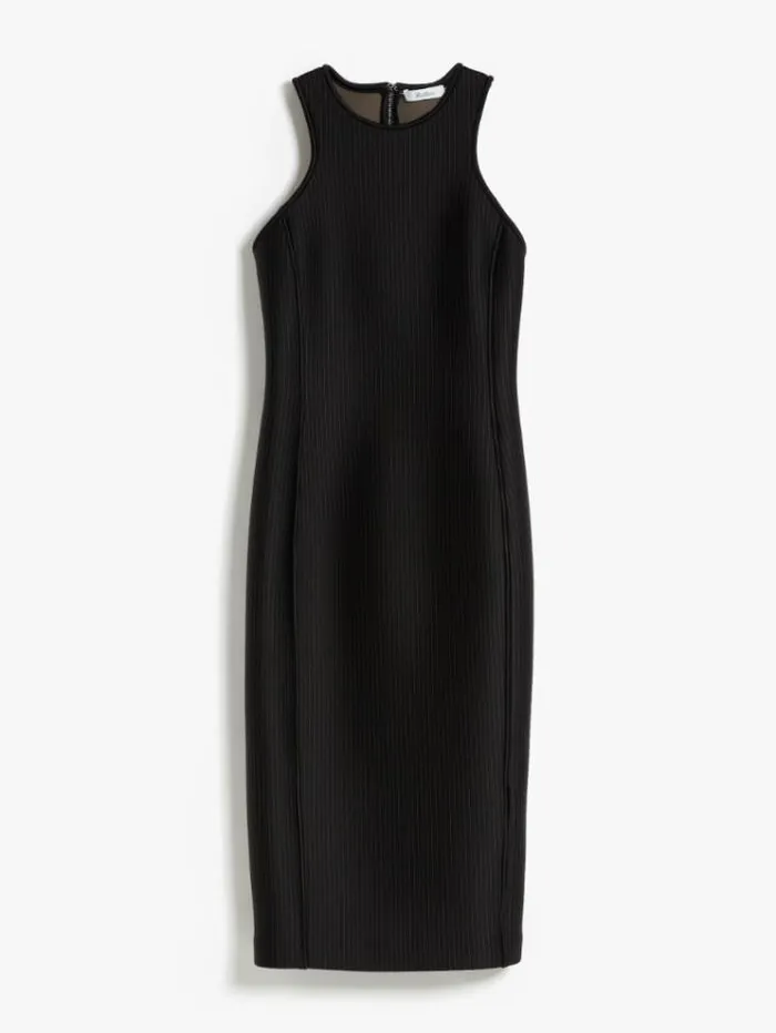 Woman Technical Jersey Pinstriped Dress Black Maxmara Dresses Woman Technical Jersey Pinstriped Dress Black Maxmara Dresses