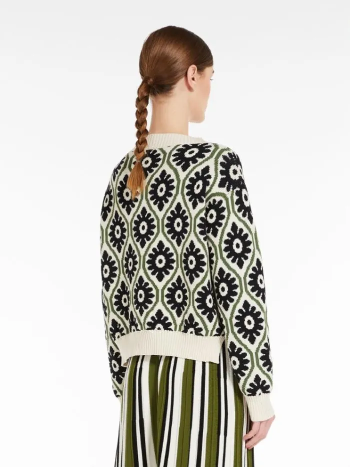 Woman Top In Jacquard Cotton Yarn Black Maxmara Knitwear And Sweatshirts Woman Top In Jacquard Cotton Yarn Black Maxmara Knitwear And Sweatshirts