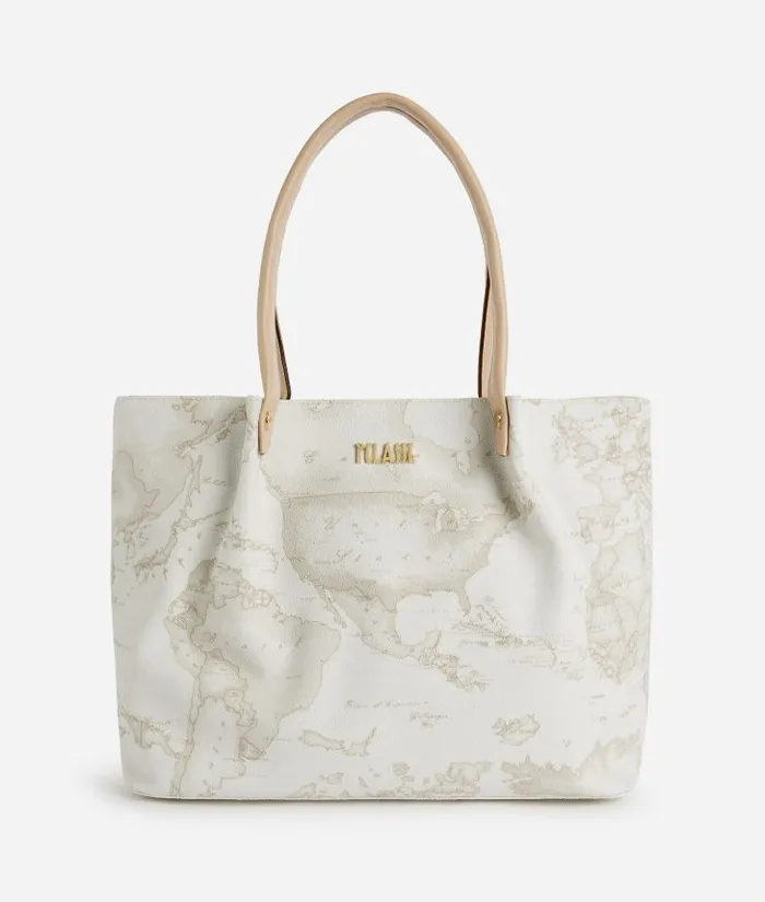 Woman Totes Alviero Martini Shopping Bag In Geo Classic Printed Fabric Natural Woman Totes Alviero Martini Shopping Bag In Geo Classic Printed Fabric Natural